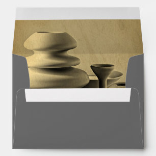 Ceramic Pottery Still Life Charcoal Pencil Sketch Envelopes