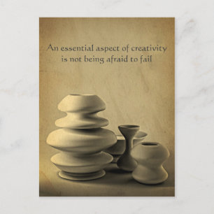 Ceramic Pottery Still Life Charcoal Pencil Sketch Postcard