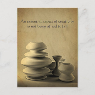 Ceramic Pottery Still Life Charcoal Pencil Sketch Postcard