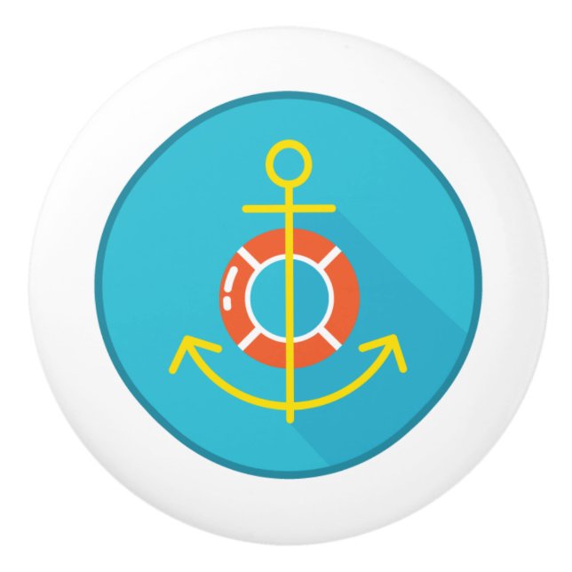 Ceramic Pull, Coastal Living Design, Anchor Knob (Front)