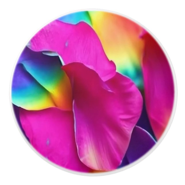 Ceramic Pull - Rosie Rainbow Flower Petals (Front)