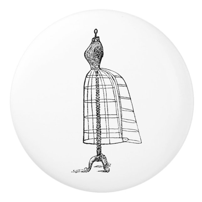 Ceramic Pull - Vintage Sewing Theme, Mannequin (Front)