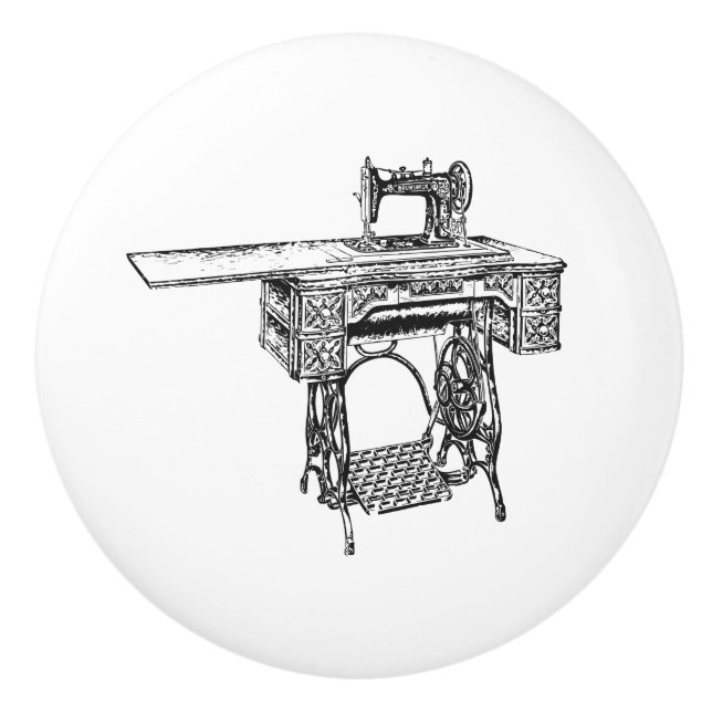 Ceramic Pull - Vintage Sewing Theme, Singer (Front)