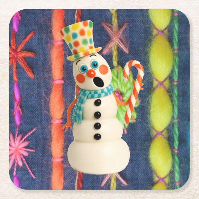 Ceramic Scarf Snowman Coaster (Front)