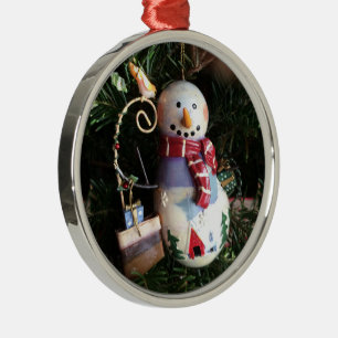 Ceramic Snowman Photography Art Metal Ornament