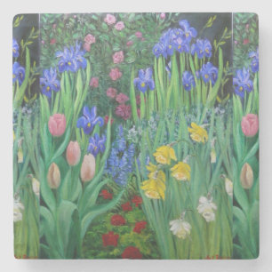 ceramic stalls with gardens and flowers stone coaster