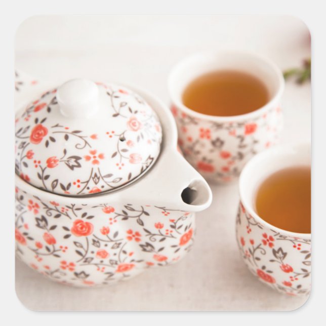 Ceramic Tea Set Square Sticker (Front)