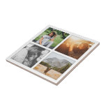 Ceramic Tile 4 Photo Square Grid Template Shadowed<br><div class="desc">Personalised Square 4 Photo Grid with a Light Shadow House Tile.</div>