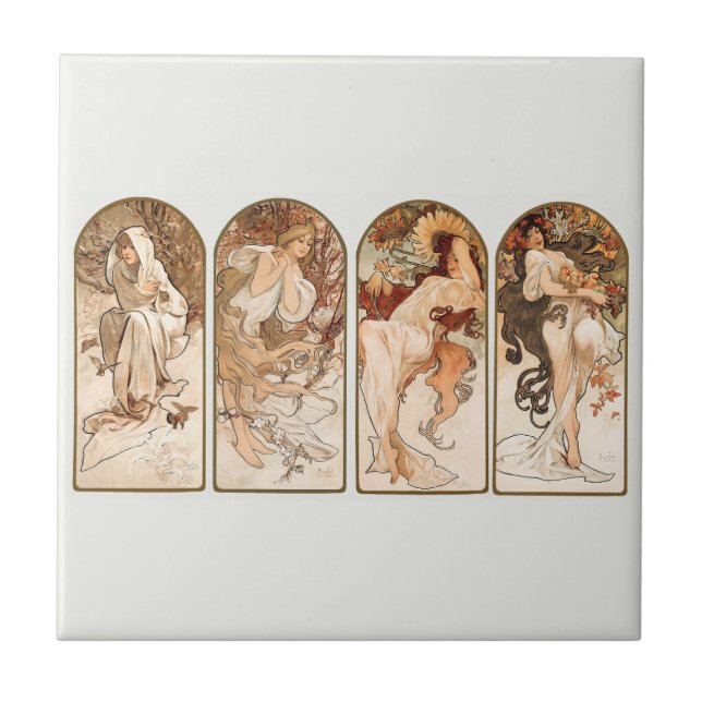 CERAMIC TILE : ALPHONS MUCHA : THE SEASONS (Front)