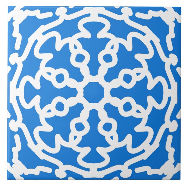 Ceramic Tile, An elegant blue & white design Ceramic Tile (Front)