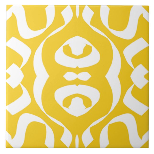Ceramic Tile, An elegant yellow & white design  Ceramic Tile (Front)