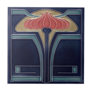 Ceramic Tile - Antique Looking Floral Art Nouveau
