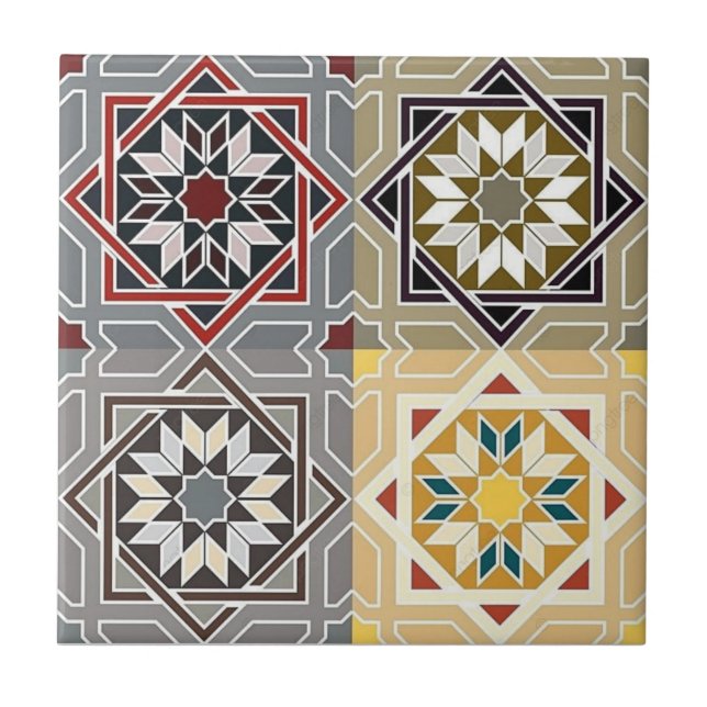 Ceramic Tile - Arabesque Four Intertwined Patterns (Front)