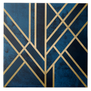 Ceramic Tile - Art Deco Blue Gold