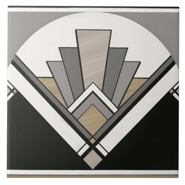 Ceramic Tile - Art Deco Fan Design (Front)