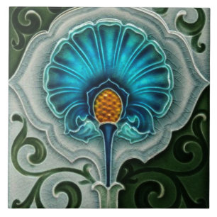 Ceramic Tile - Art Nouveau Blue Green Yellow
