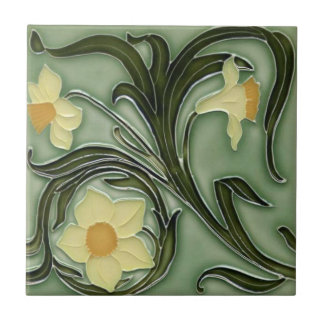 Ceramic Tile - Art Nouveau Daffodils 2