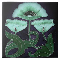 Ceramic Tile - Art Nouveau Floral Design