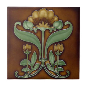 Ceramic Tile - Art Nouveau Floral Reproduction 