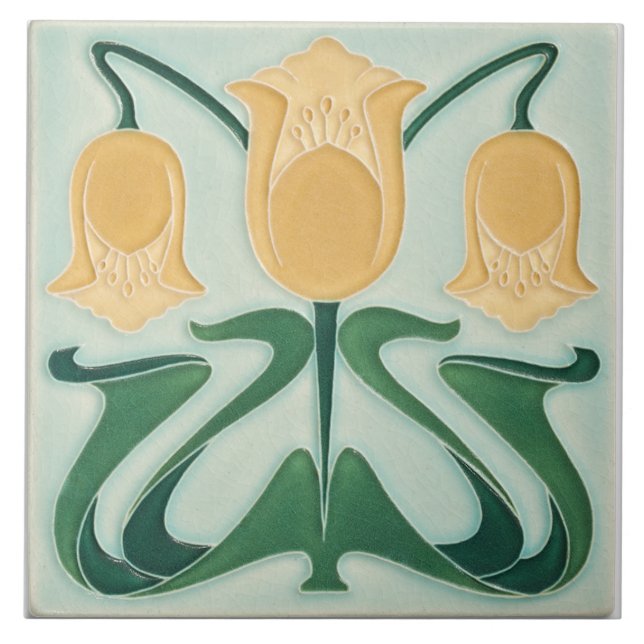 Ceramic Tile - Art Nouveau Floral Yellow (Front)