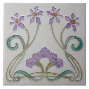 Ceramic Tile - Art Nouveau Lilac Flowers