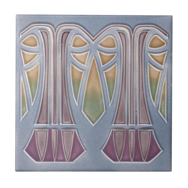 Ceramic Tile - Art Nouveau Pineapple Tree Lilac (Front)