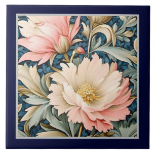 Ceramic Tile - Art Nouveau Red Floral