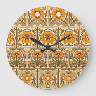 Ceramic Tile: Art Nouveau Style. Large Clock