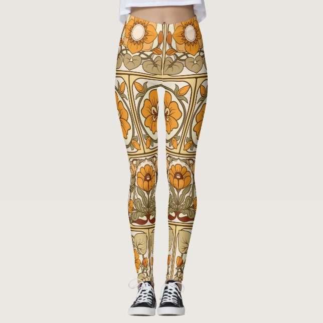 Ceramic Tile: Art Nouveau Style. Leggings (Front)