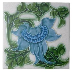Ceramic Tile - Art Nouveau Vintage Looking Floral 
