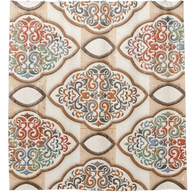 Ceramic Tile: Artistic Wall Decor Shower Curtain (Front)
