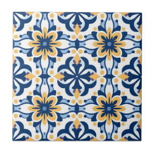 Ceramic Tile - Azulejo Yellow Blue White