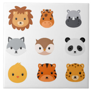 Ceramic tile - Baby Animal Heads 3