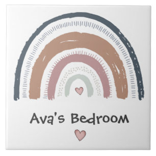 Ceramic Tile - Bedroom Door Sign Rainbow Design