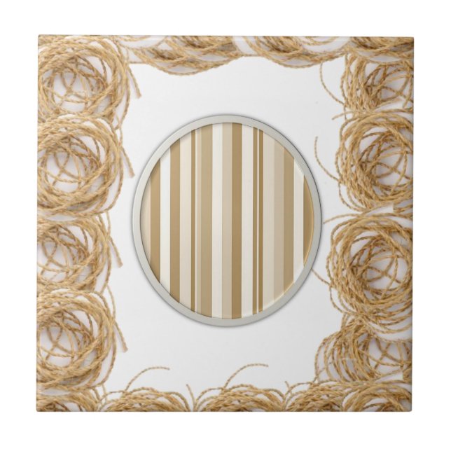 Ceramic Tile Beige Rope Stripe (Front)