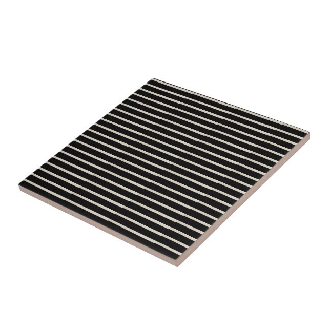 Ceramic Tile Black and Beige Stripe (Side)