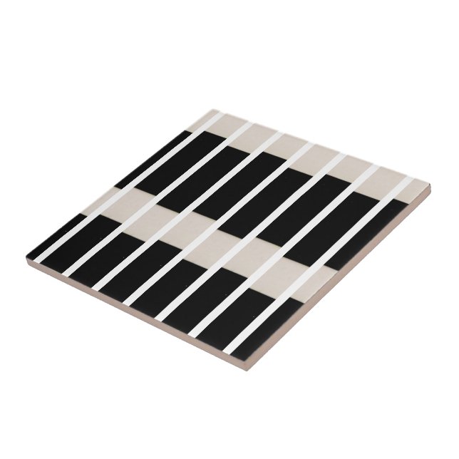 Ceramic Tile Black and Beige Stripe (Side)