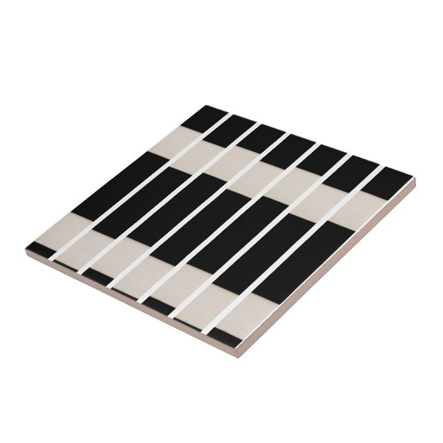 Ceramic Tile Black and Beige Stripe (Side)