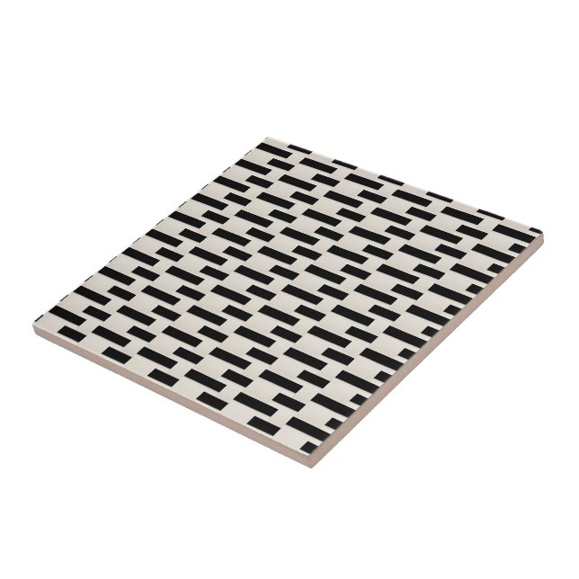 Ceramic Tile Black and Beige Stripe Square (Side)