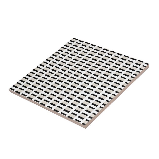 Ceramic Tile Black and Beige Stripe Square (Side)