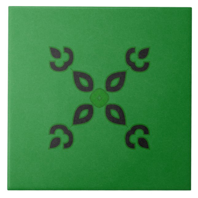 Ceramic Tile- Black and Green Textured Design Ceramic Tile (Front)