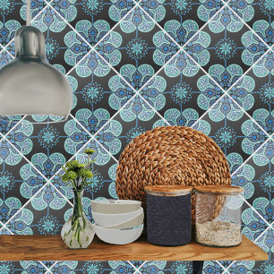 Ceramic Tile blue and green repeating pattern