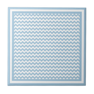 Ceramic Tile, Blue and White Chevron Pattern Ceramic Tile