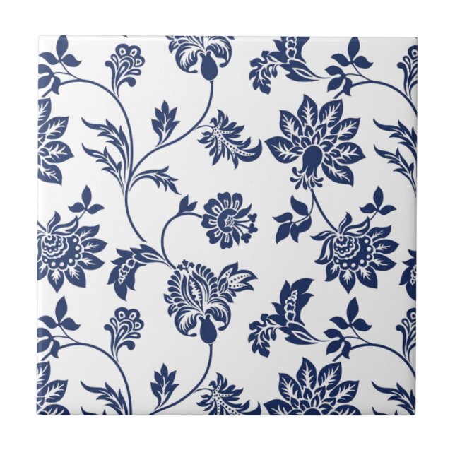 Ceramic Tile - Blue and White Floral Pattern (Front)