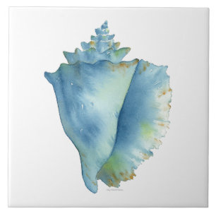 Ceramic Tile - Blue Conch Seashell