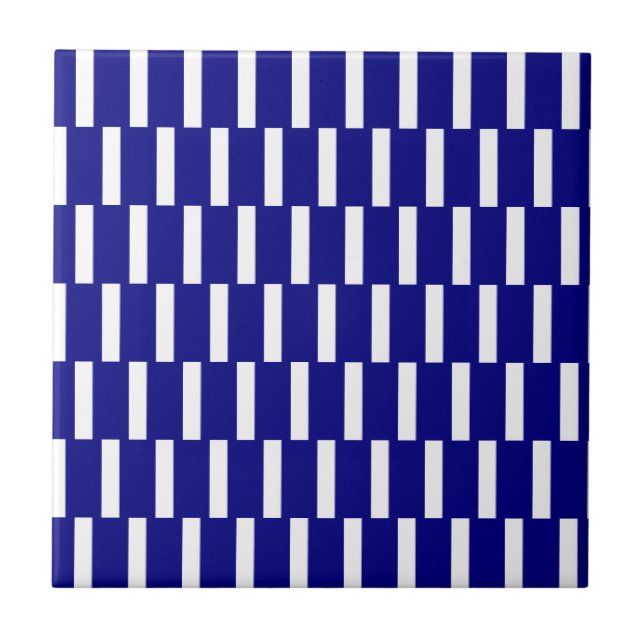 Ceramic Tile Blue & White Stripe (Front)