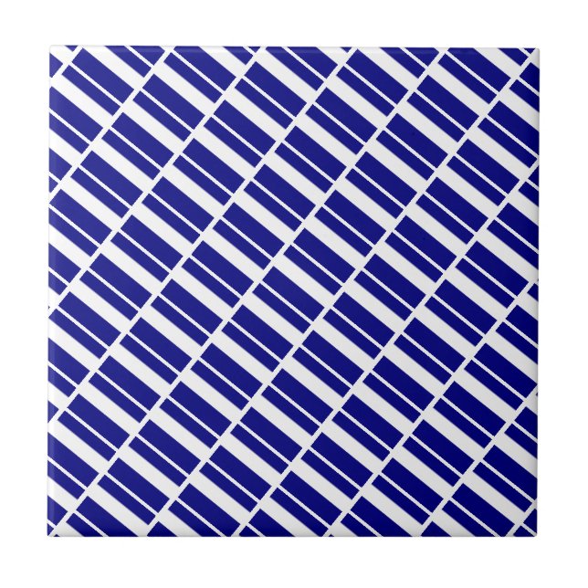 Ceramic Tile Blue & White Stripe (Front)