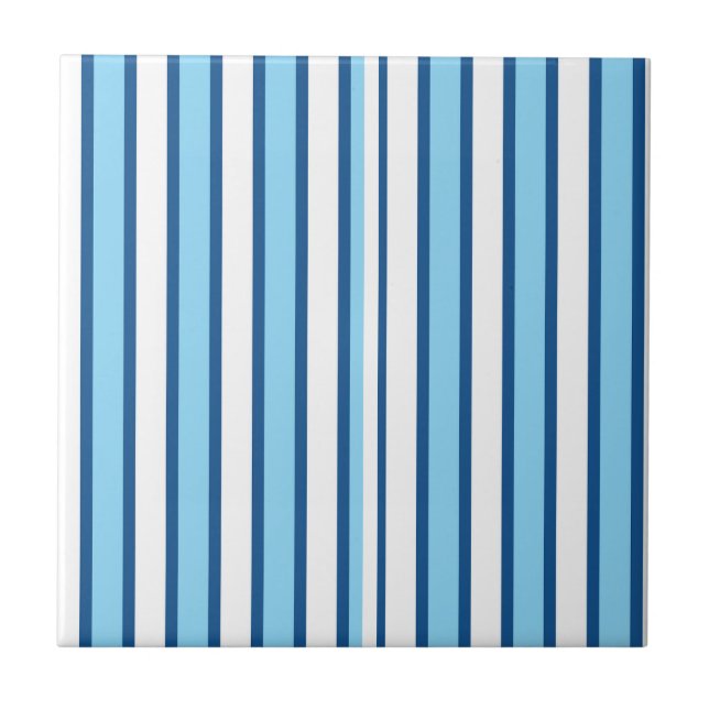 Ceramic Tile Blue & White Stripe  (Front)