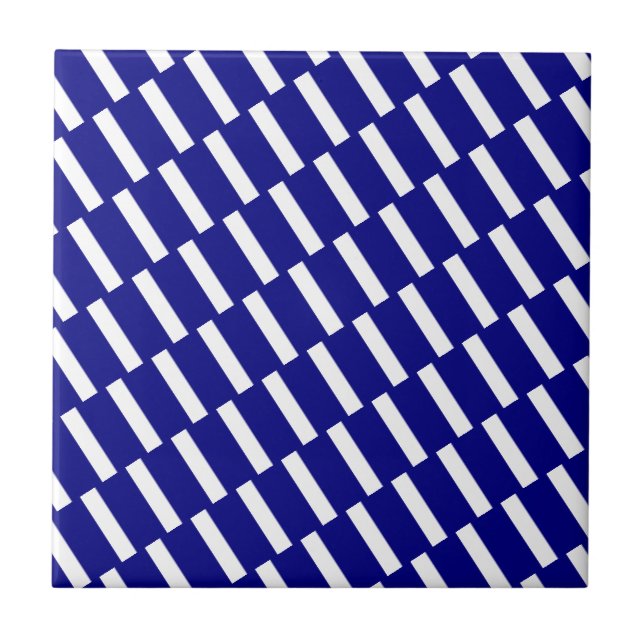 Ceramic Tile Blue & White Stripe (Front)