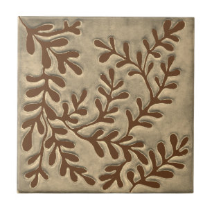 Ceramic tile, brown and tan leaves ceramic tile